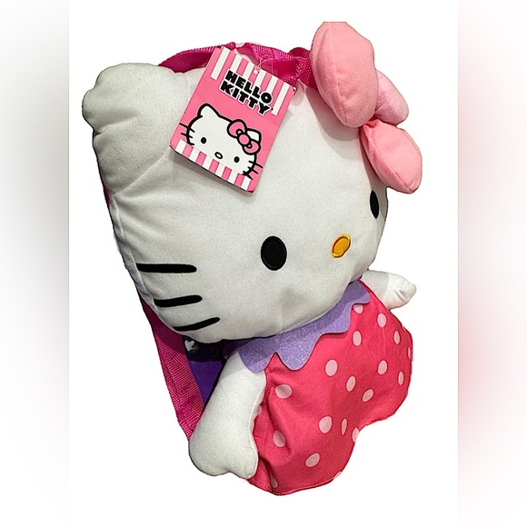Hello Kitty plush backpack adjustable strap  NEW WITH TAGS - Picture 1 of 4